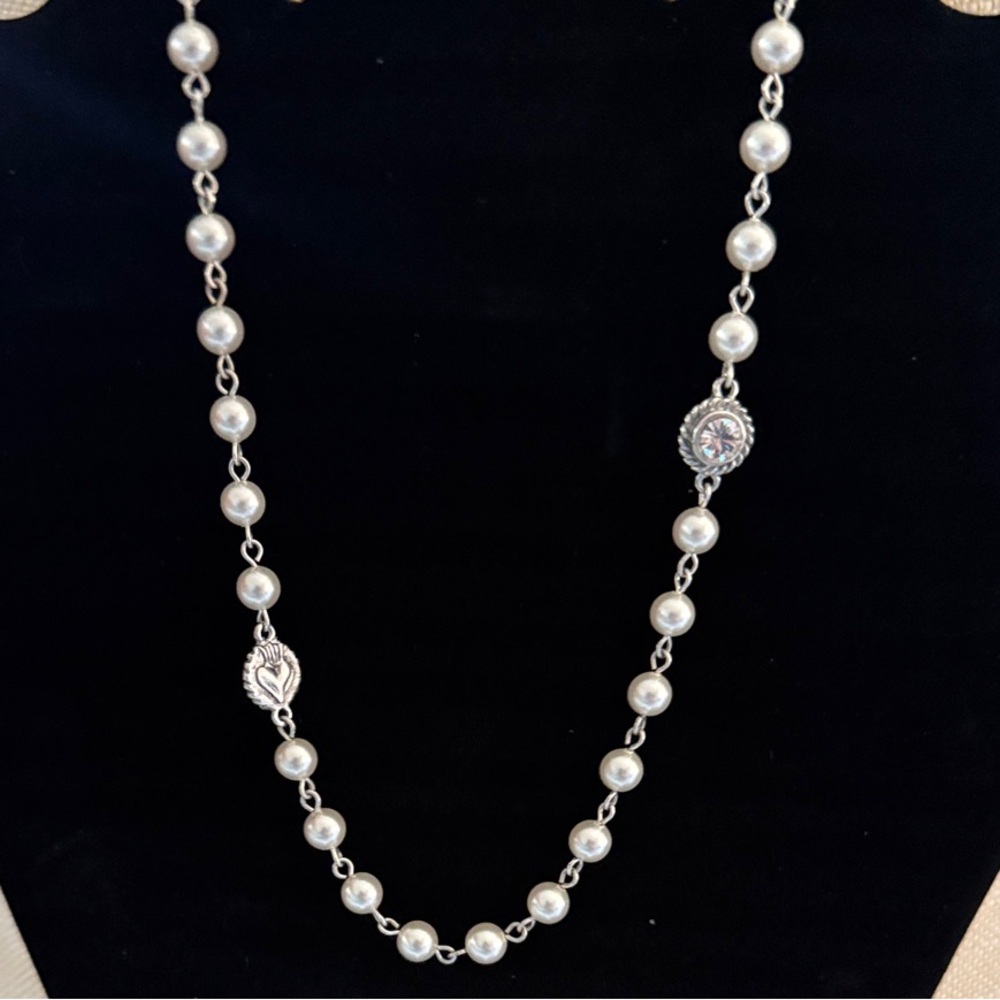 VSA PEARL BEADED WRAP NECKLACE 6MM PEARLS CREAM - NWT
